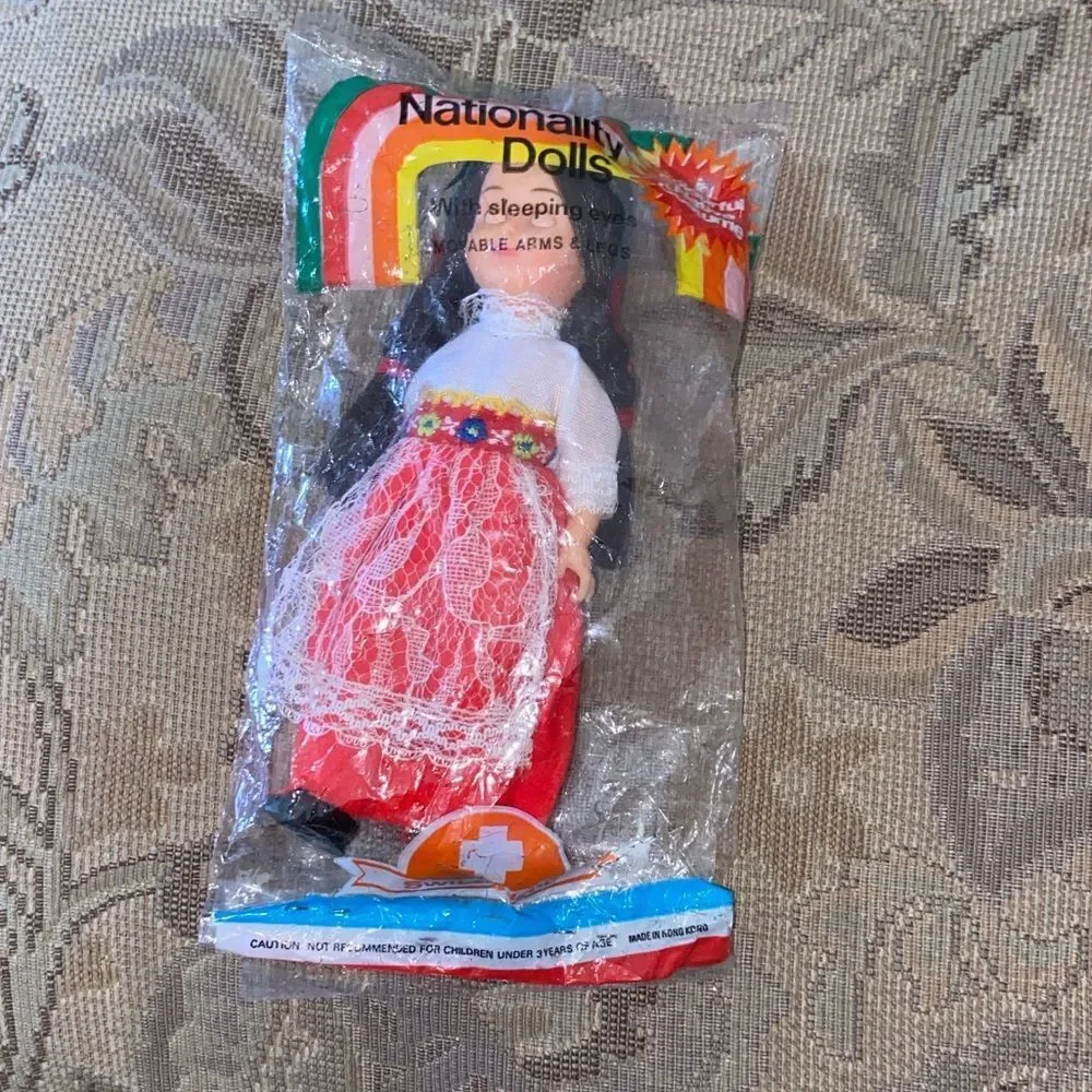 Vintage Swiss Nationality Doll with Red Skirt Mini Size